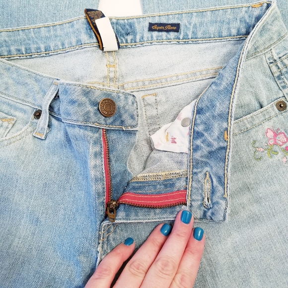 Y2K Aeropostale Super Flare Butterfly Frayed Jeans - Picture 6 of 11